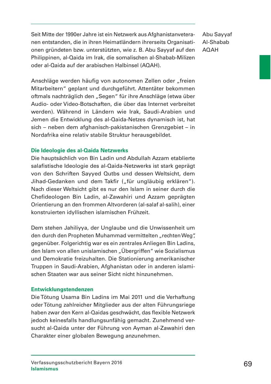 Seite 71 des Verfassungsschutzbericht 2016 Bayern