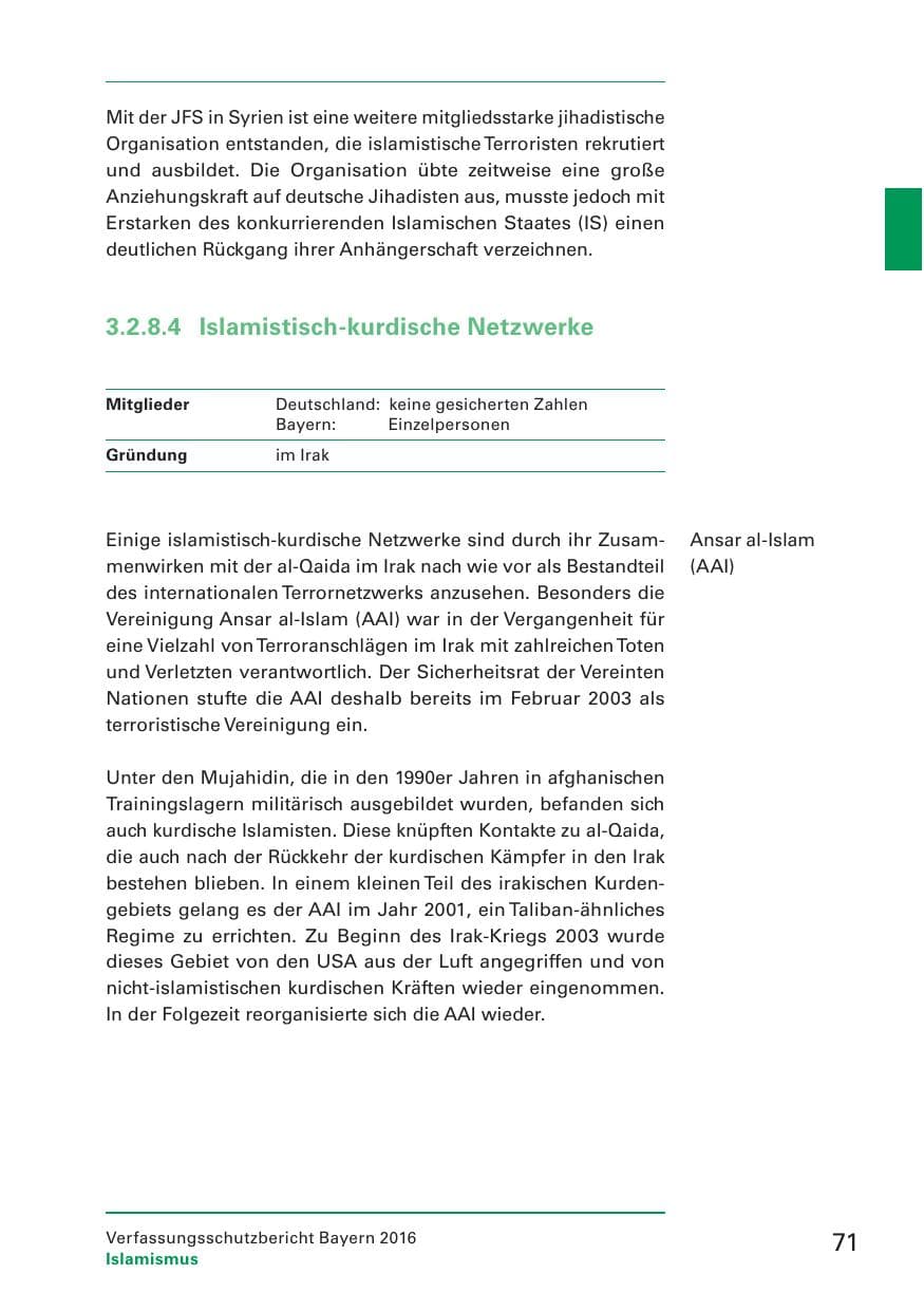 Seite 73 des Verfassungsschutzbericht 2016 Bayern