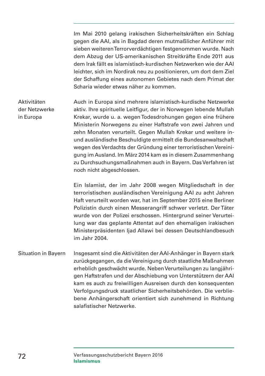 Seite 74 des Verfassungsschutzbericht 2016 Bayern