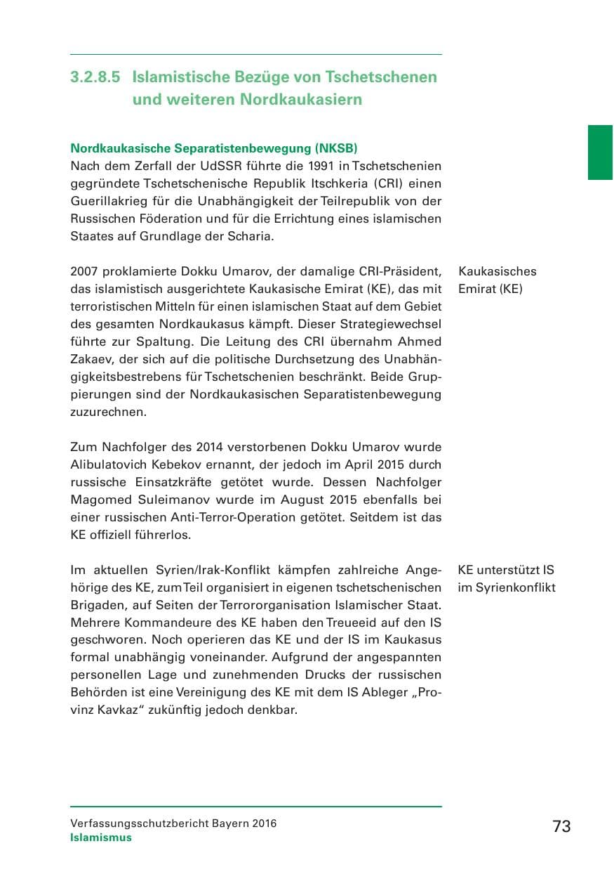 Seite 75 des Verfassungsschutzbericht 2016 Bayern