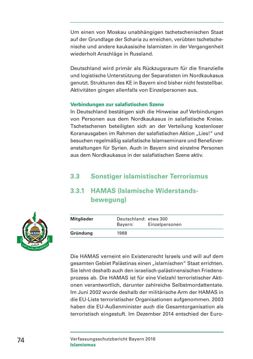 Seite 76 des Verfassungsschutzbericht 2016 Bayern
