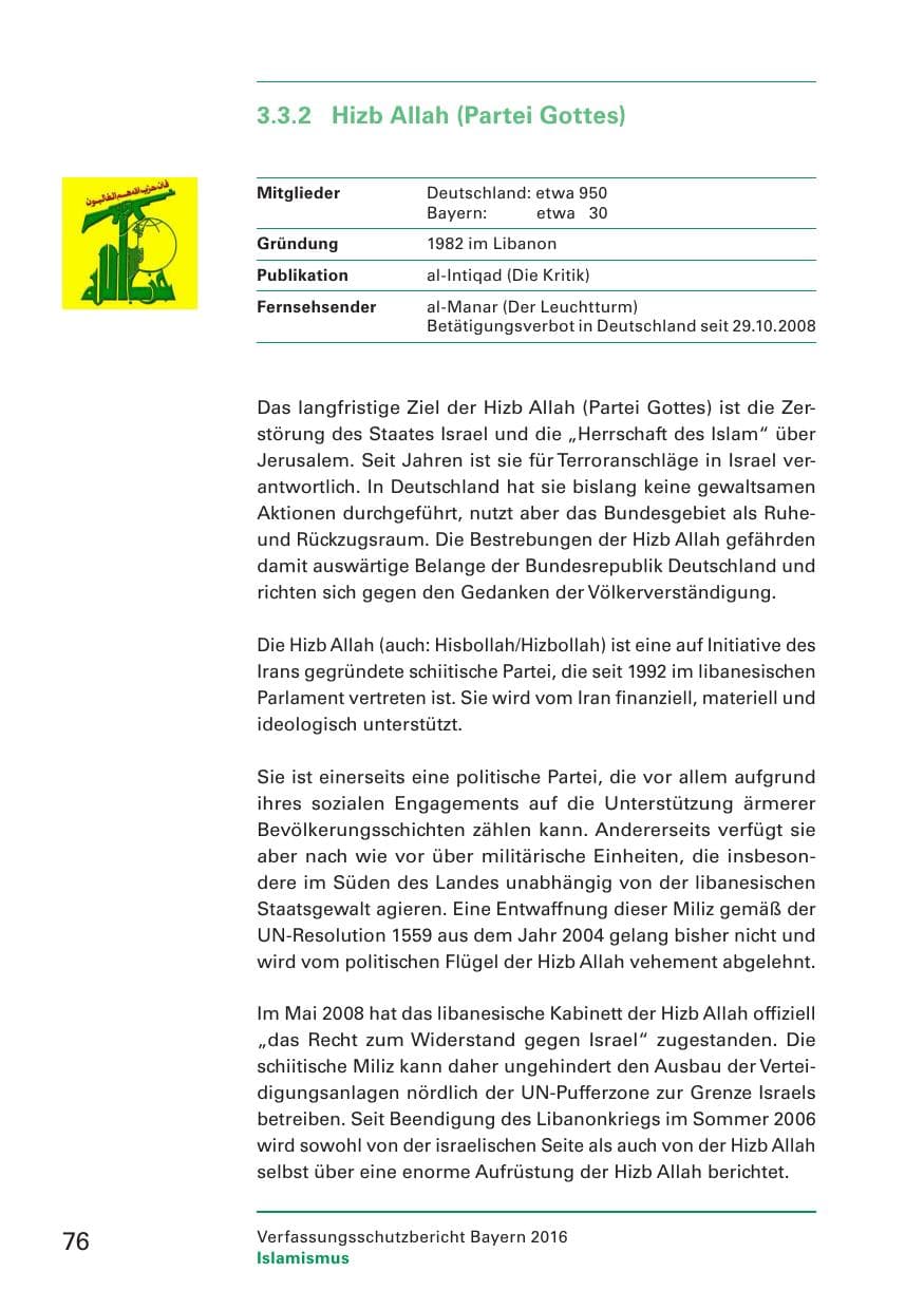 Seite 78 des Verfassungsschutzbericht 2016 Bayern