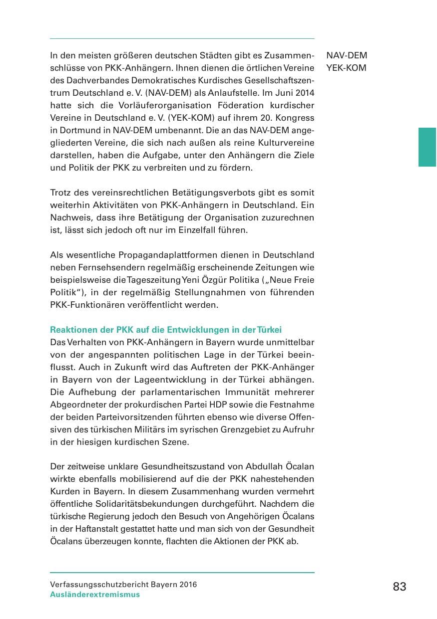 Seite 85 des Verfassungsschutzbericht 2016 Bayern