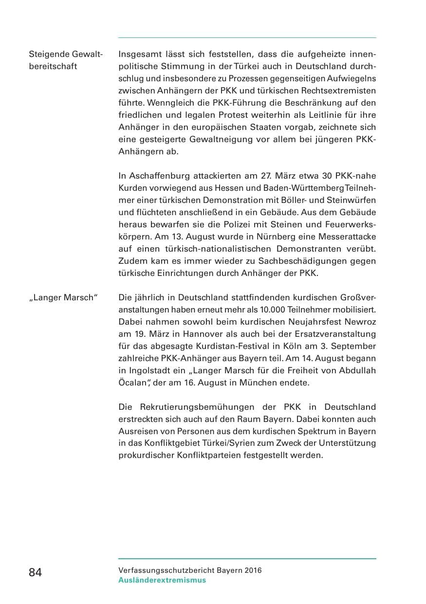Seite 86 des Verfassungsschutzbericht 2016 Bayern
