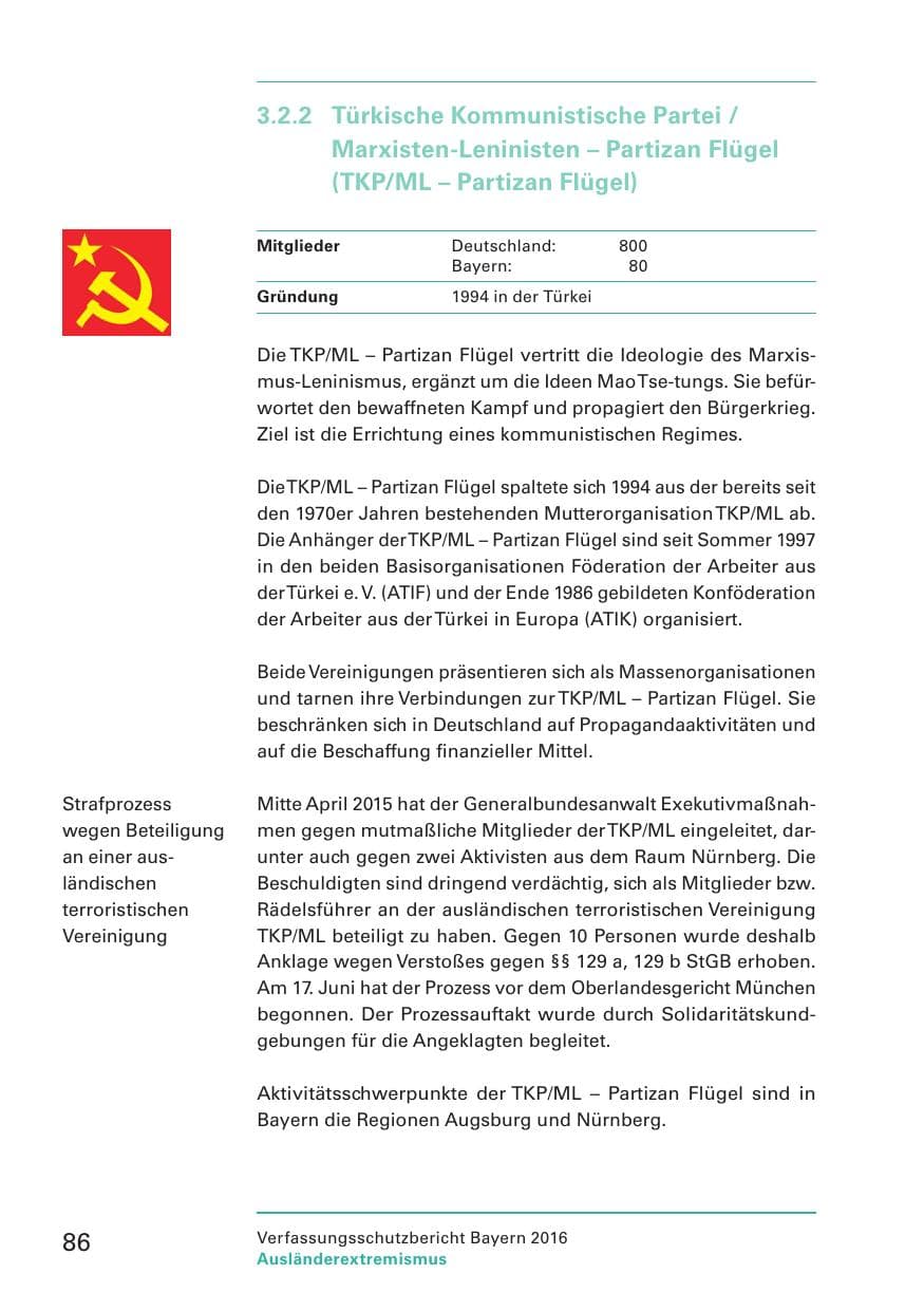 Seite 88 des Verfassungsschutzbericht 2016 Bayern