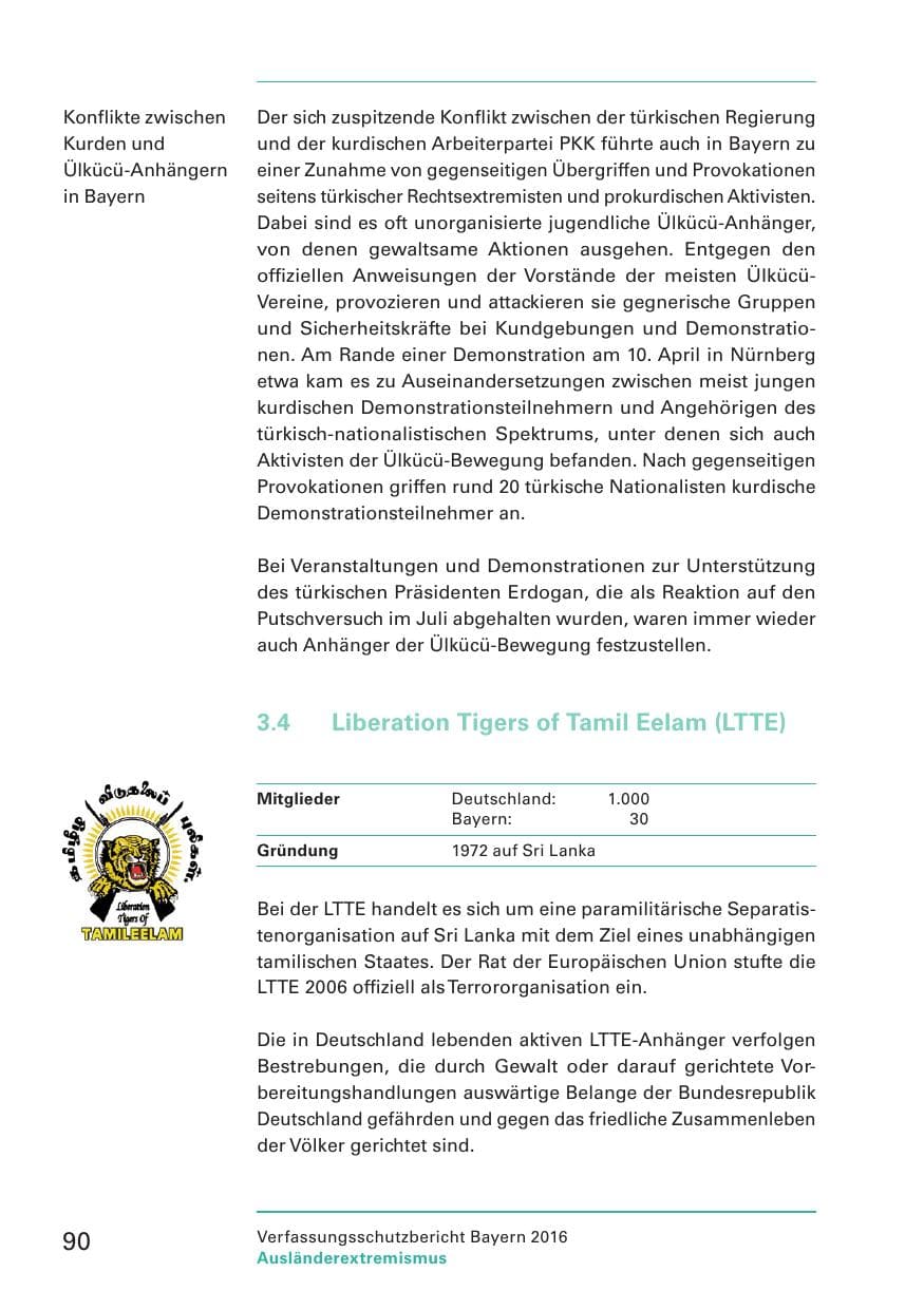 Seite 92 des Verfassungsschutzbericht 2016 Bayern