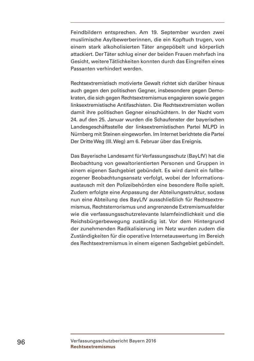 Seite 98 des Verfassungsschutzbericht 2016 Bayern