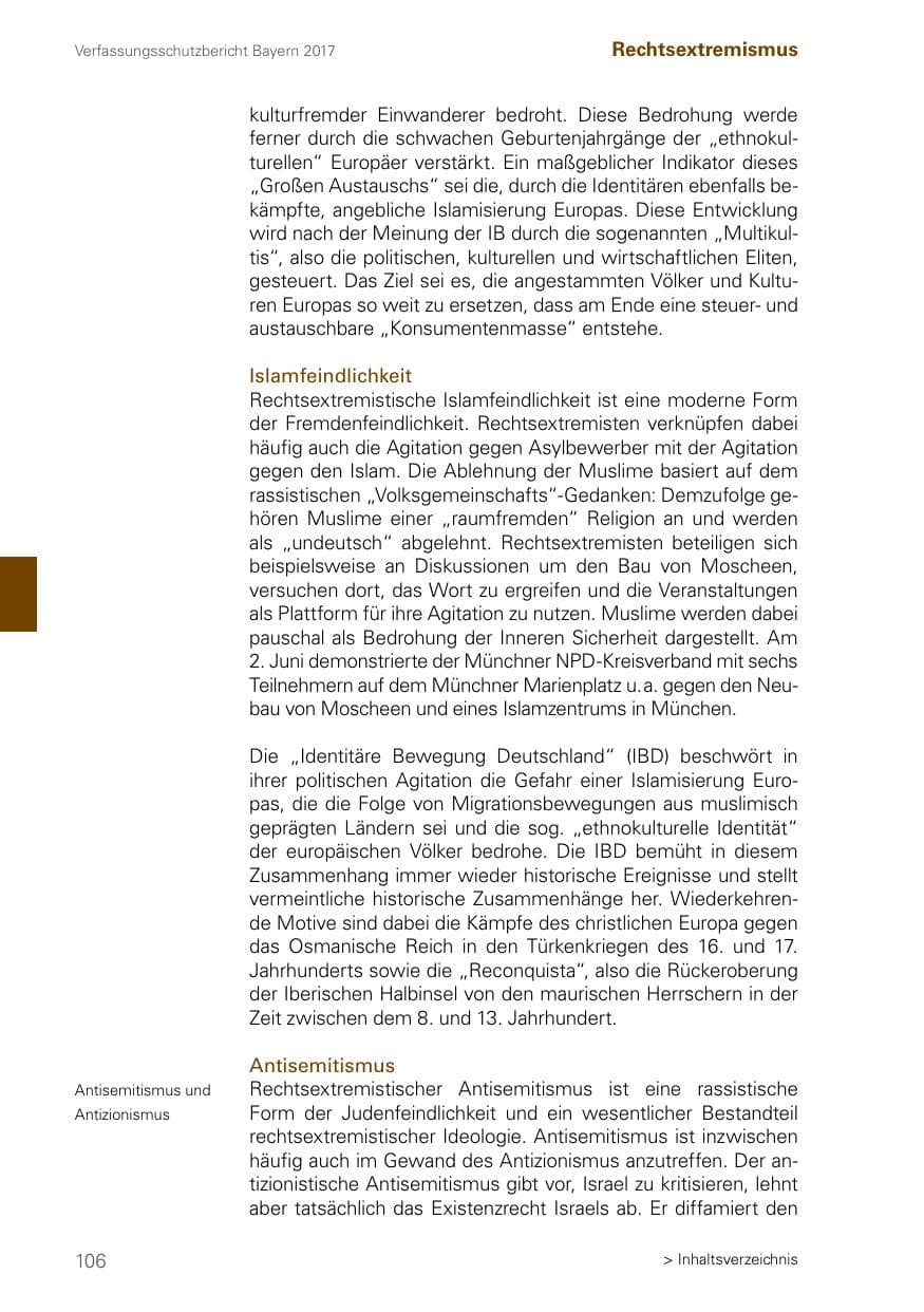 Seite 106 des Verfassungsschutzbericht 2017 Bayern