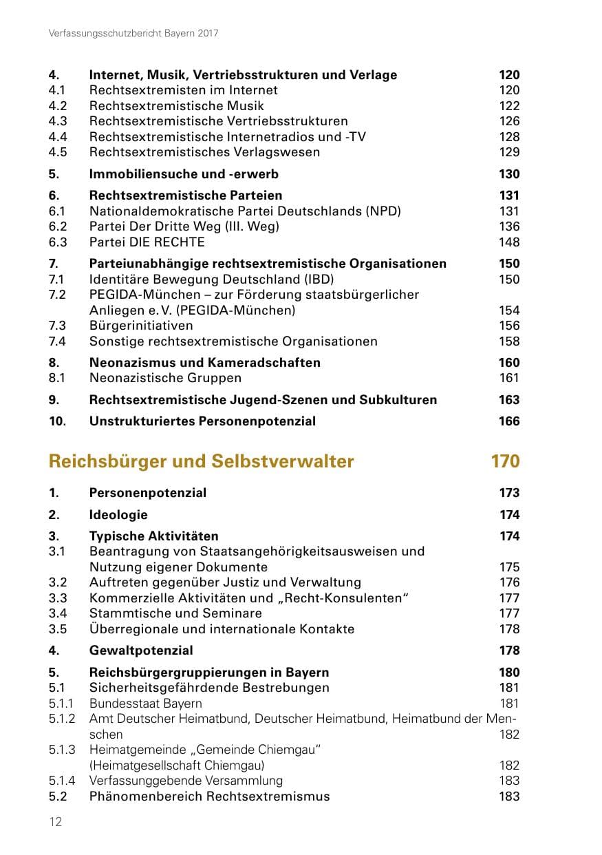 Seite 12 des Verfassungsschutzbericht 2017 Bayern