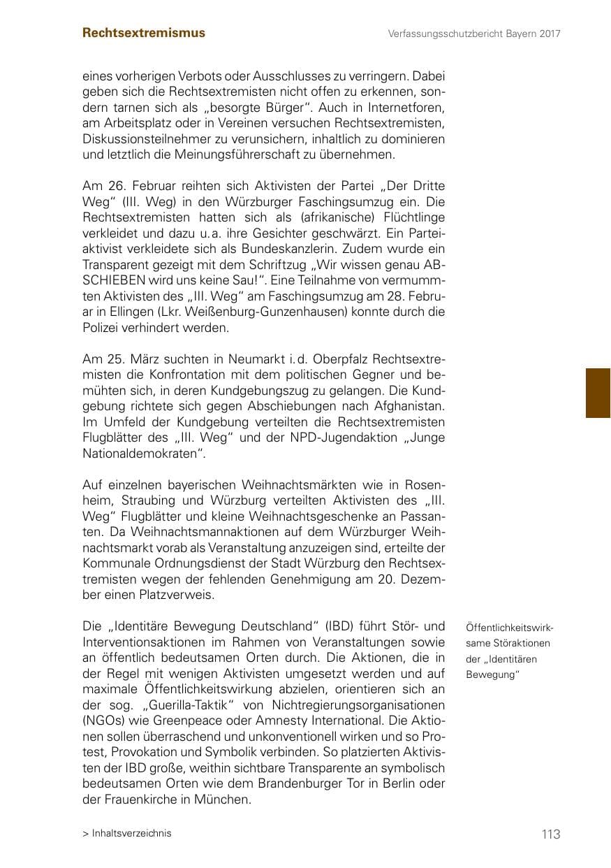 Seite 113 des Verfassungsschutzbericht 2017 Bayern