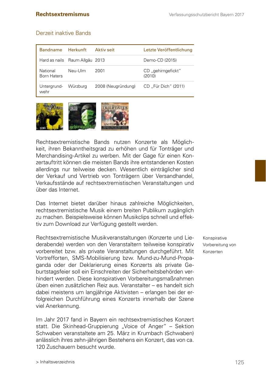 Seite 125 des Verfassungsschutzbericht 2017 Bayern