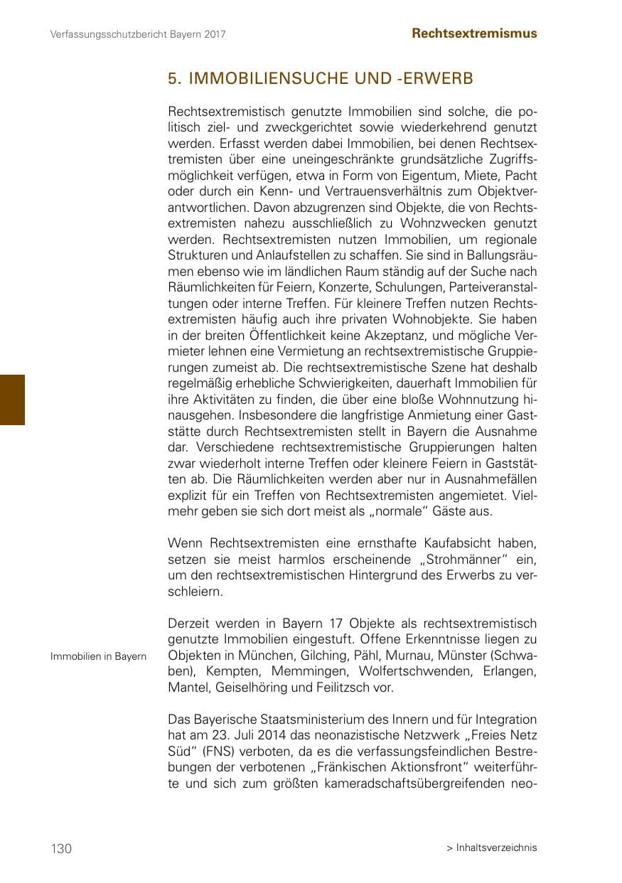 Seite 130 des Verfassungsschutzbericht 2017 Bayern