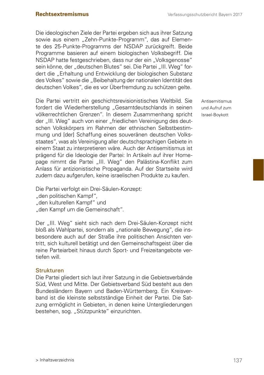 Seite 137 des Verfassungsschutzbericht 2017 Bayern