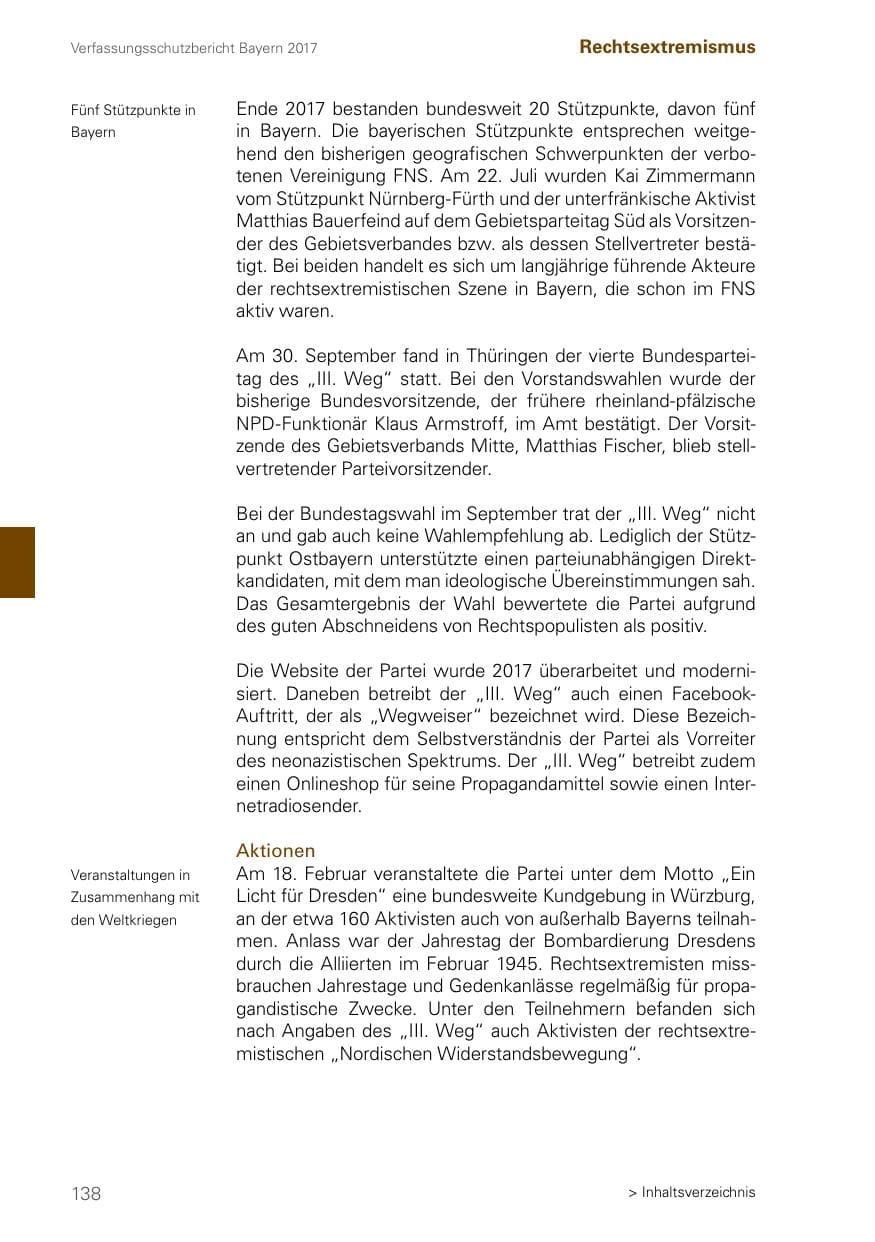 Seite 138 des Verfassungsschutzbericht 2017 Bayern