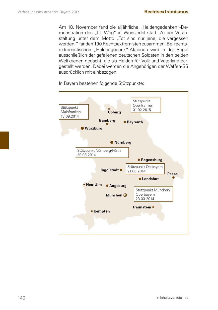Seite 140 des Verfassungsschutzbericht 2017 Bayern