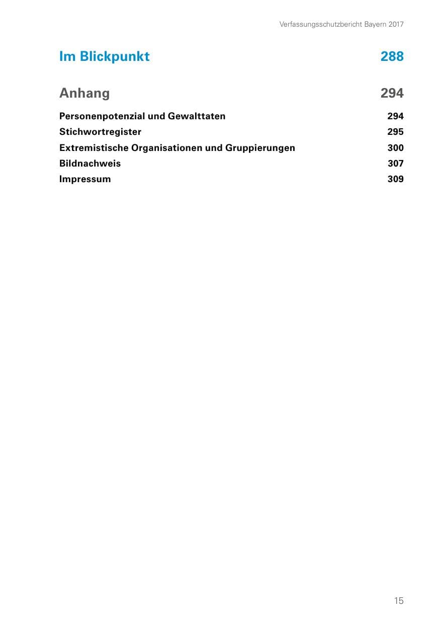 Seite 15 des Verfassungsschutzbericht 2017 Bayern