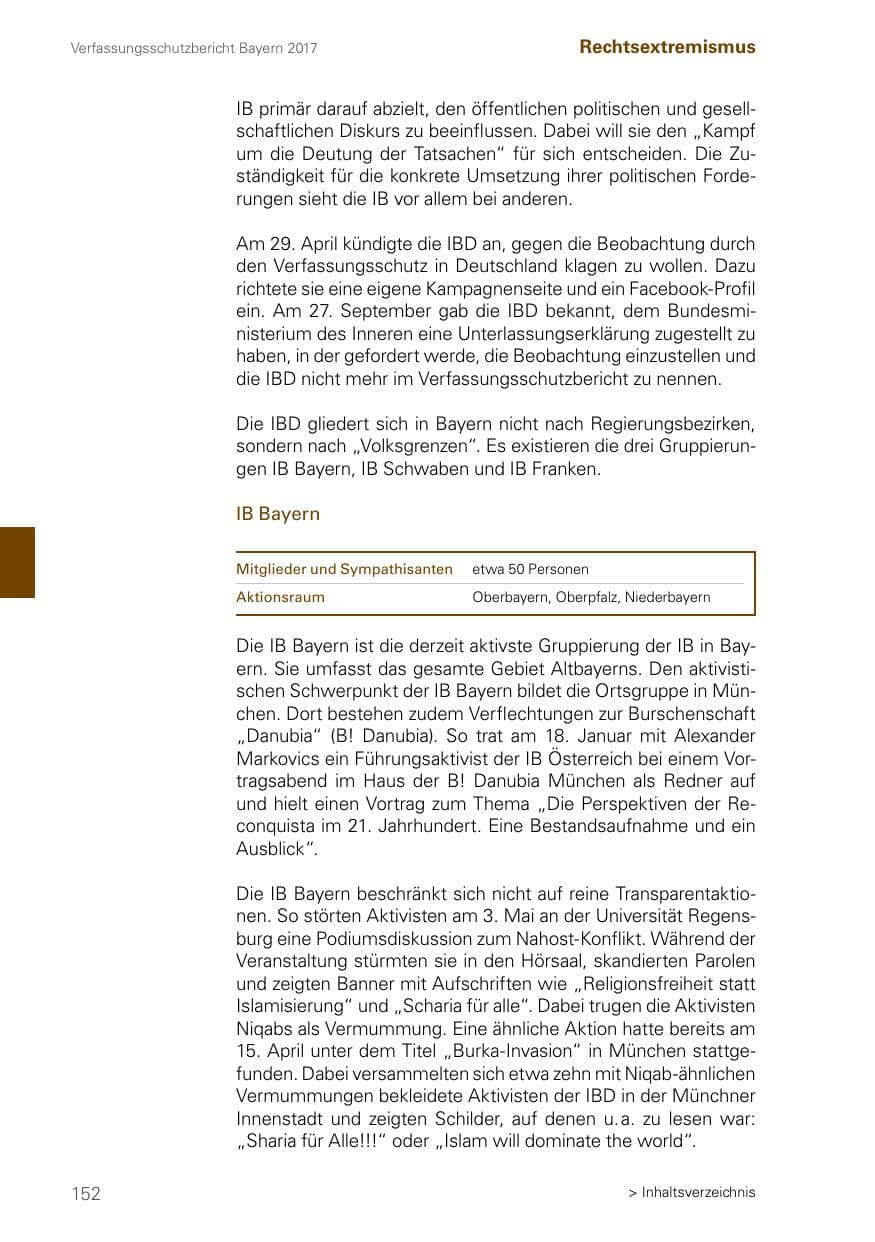 Seite 152 des Verfassungsschutzbericht 2017 Bayern