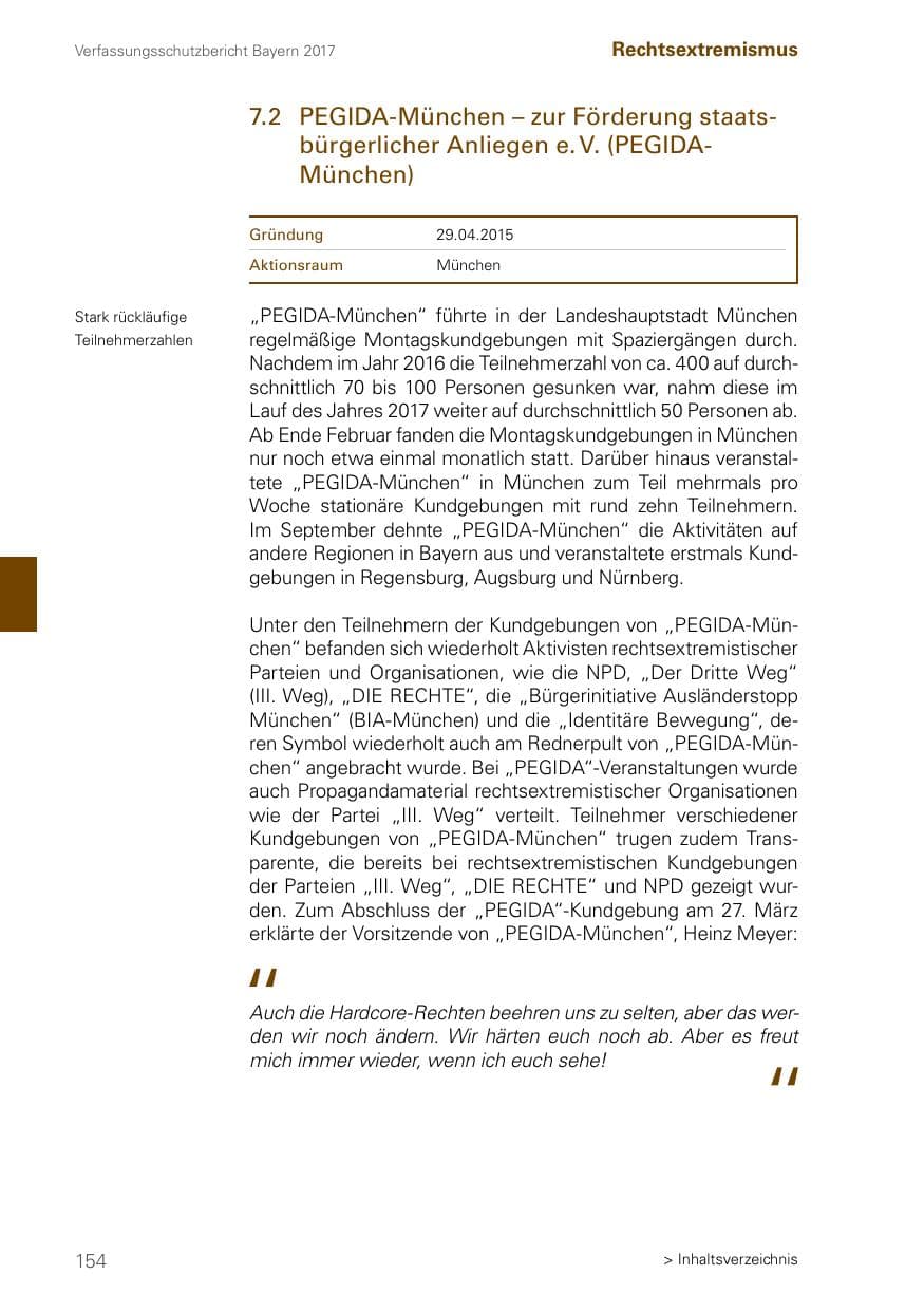 Seite 154 des Verfassungsschutzbericht 2017 Bayern