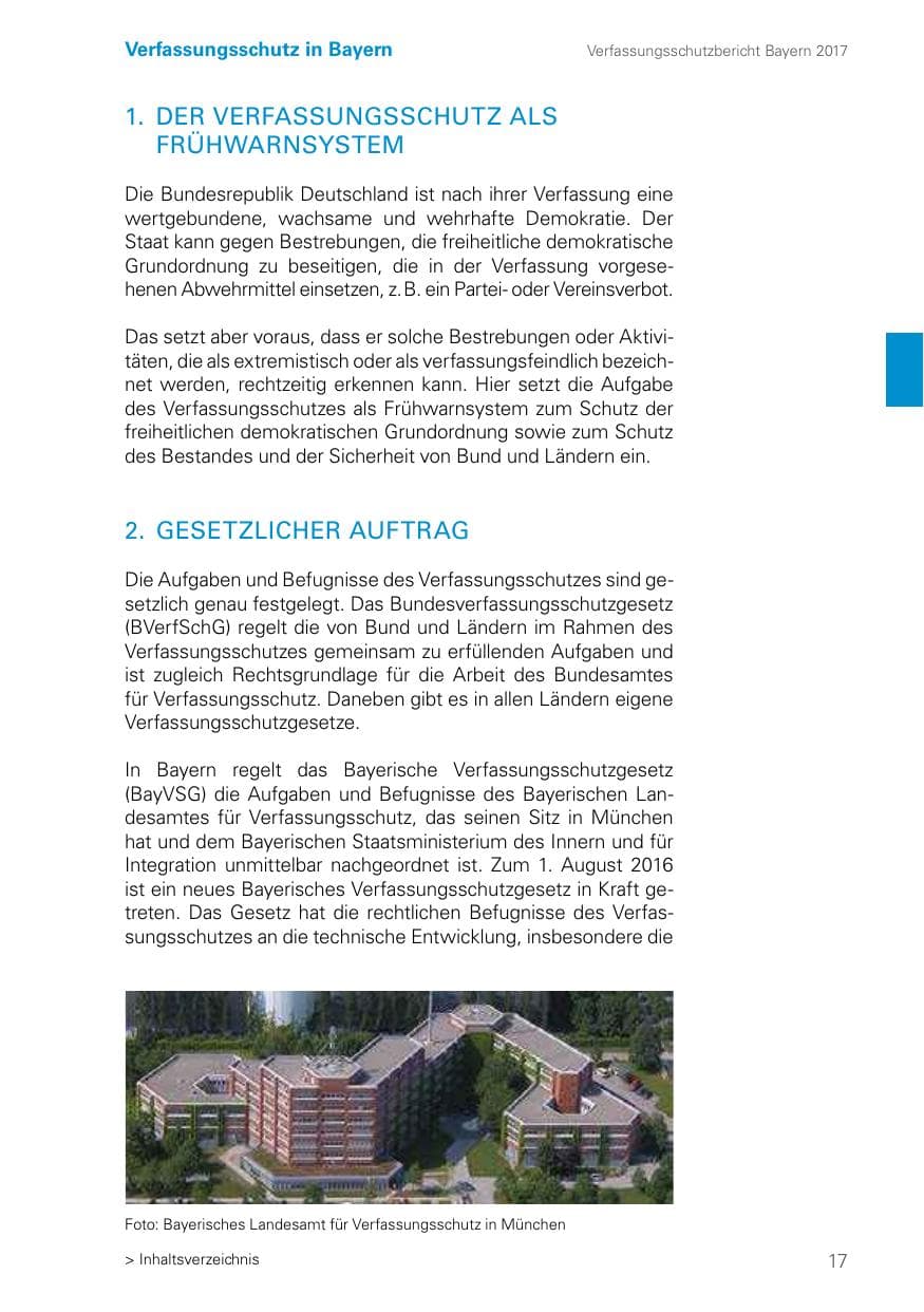 Seite 17 des Verfassungsschutzbericht 2017 Bayern
