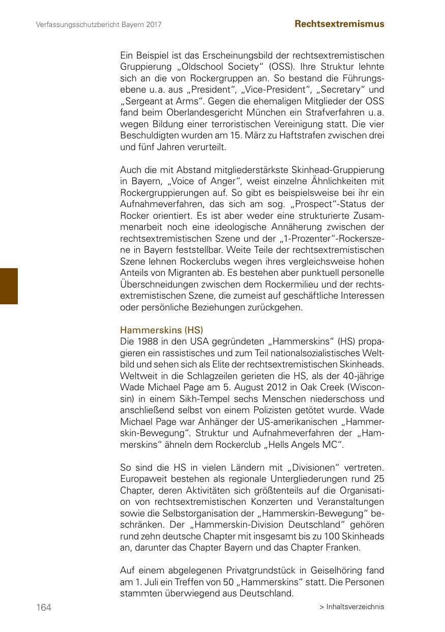 Seite 164 des Verfassungsschutzbericht 2017 Bayern