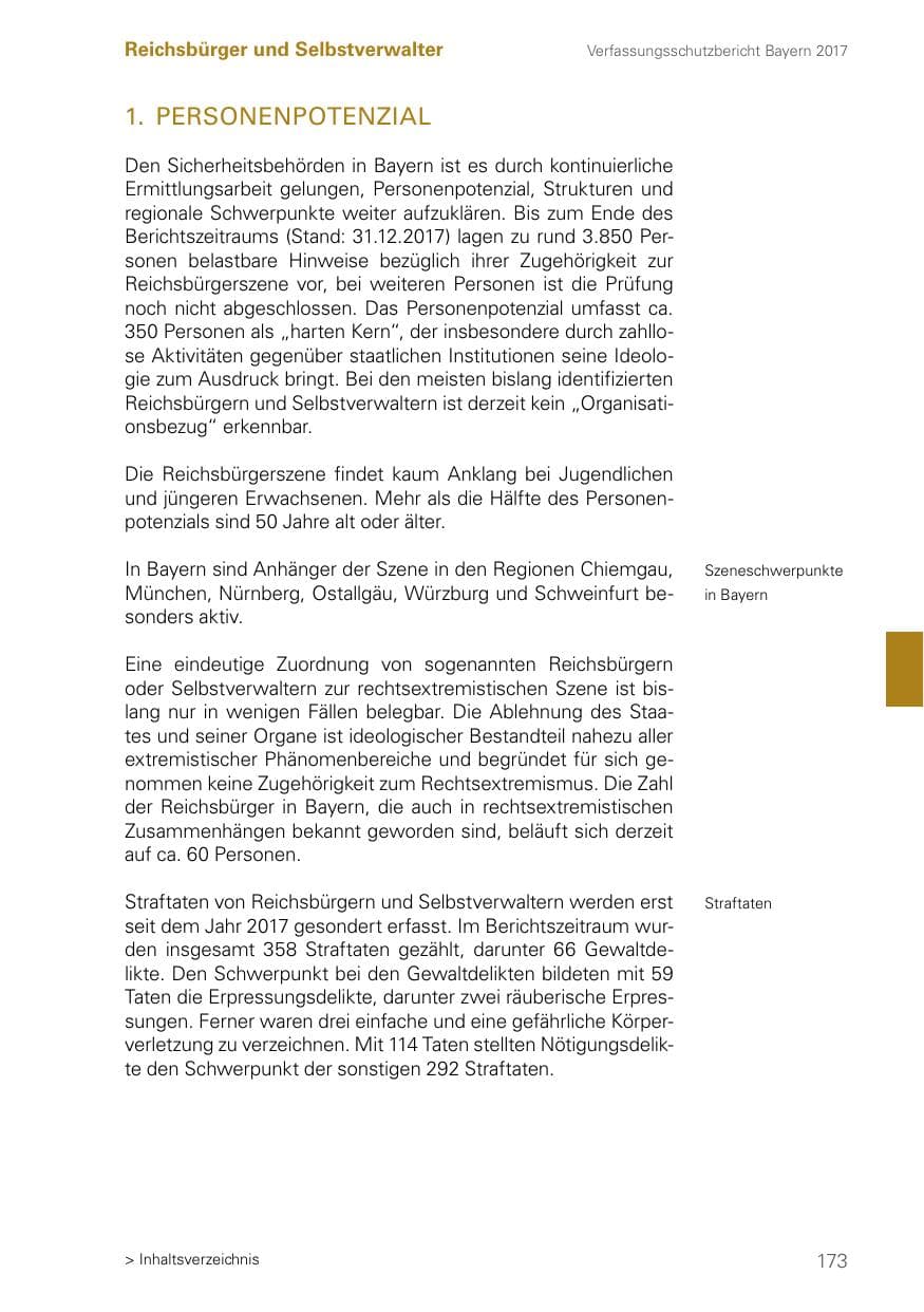 Seite 173 des Verfassungsschutzbericht 2017 Bayern