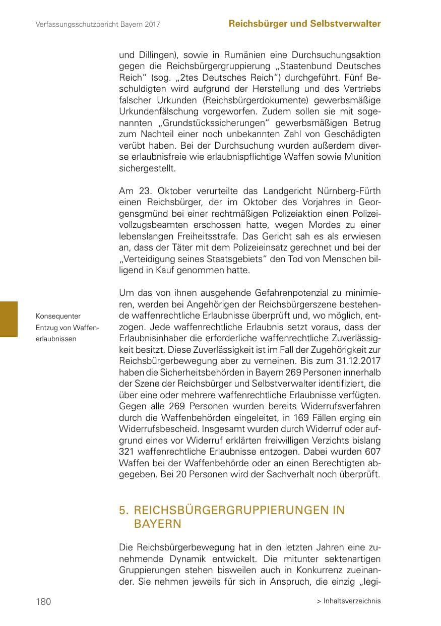 Seite 180 des Verfassungsschutzbericht 2017 Bayern
