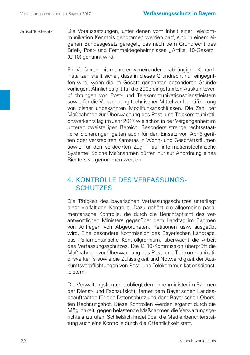 Seite 22 des Verfassungsschutzbericht 2017 Bayern
