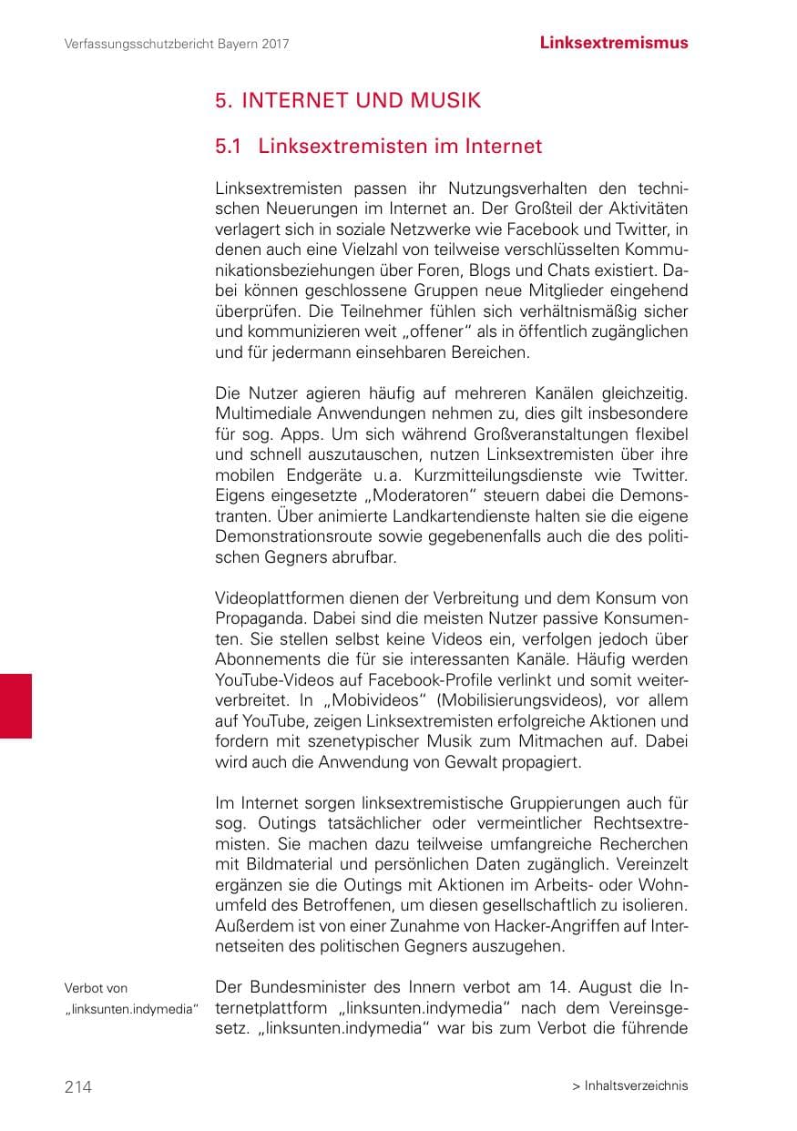 Seite 214 des Verfassungsschutzbericht 2017 Bayern