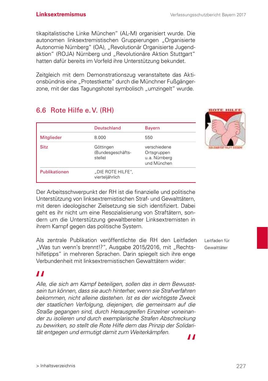 Seite 227 des Verfassungsschutzbericht 2017 Bayern