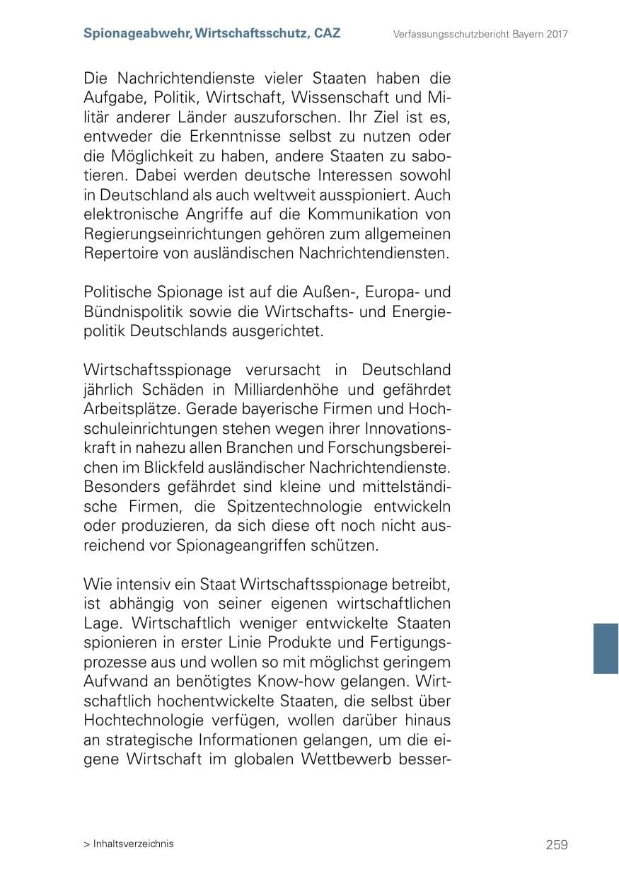 Seite 259 des Verfassungsschutzbericht 2017 Bayern