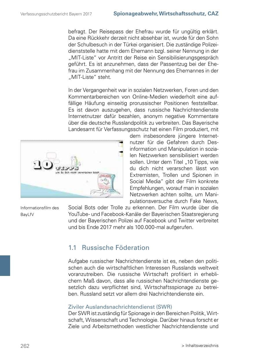 Seite 262 des Verfassungsschutzbericht 2017 Bayern