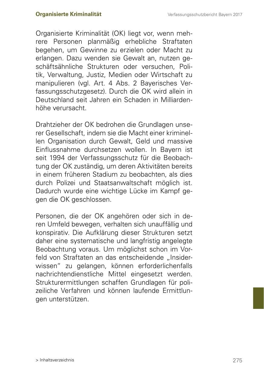 Seite 275 des Verfassungsschutzbericht 2017 Bayern