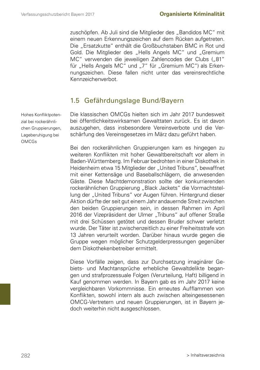 Seite 282 des Verfassungsschutzbericht 2017 Bayern