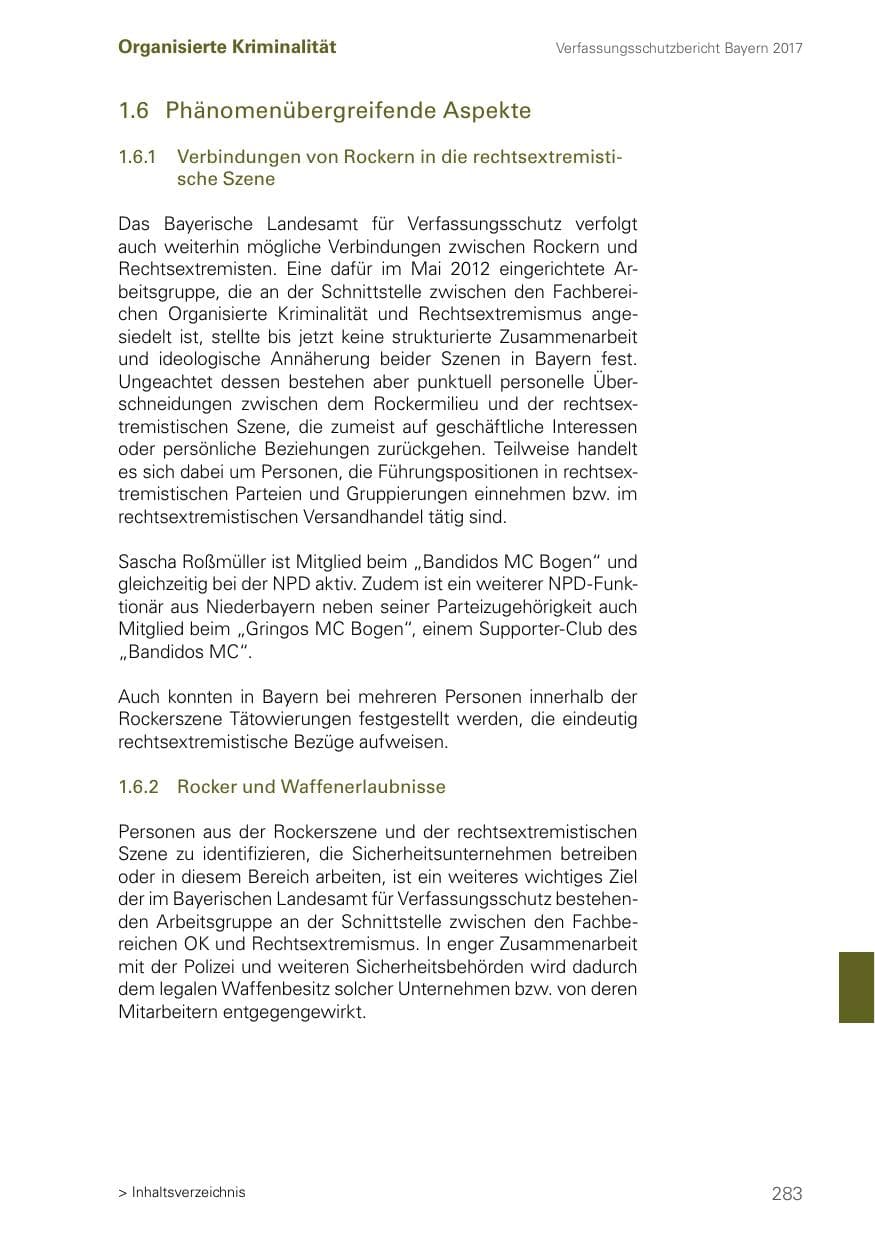 Seite 283 des Verfassungsschutzbericht 2017 Bayern