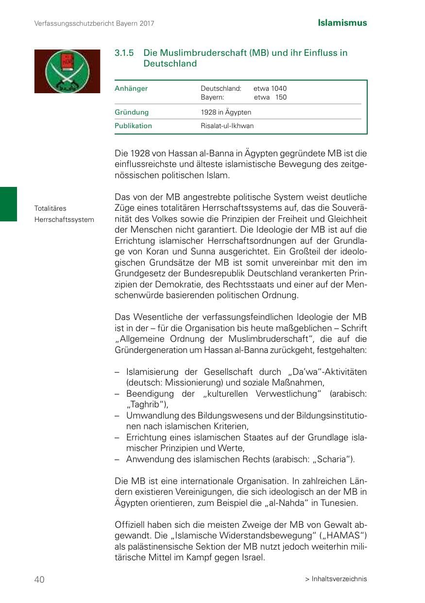 Seite 40 des Verfassungsschutzbericht 2017 Bayern