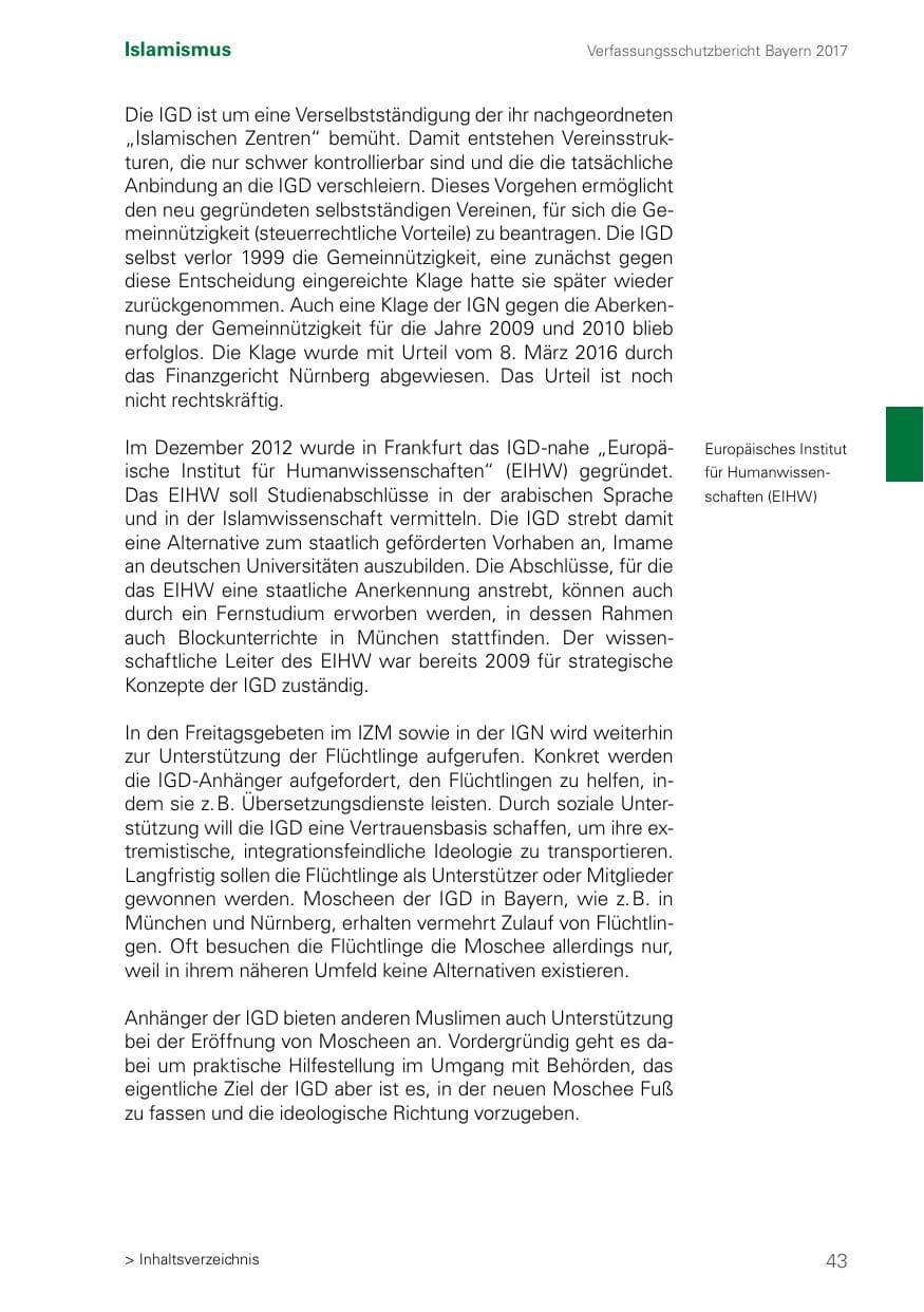 Seite 43 des Verfassungsschutzbericht 2017 Bayern