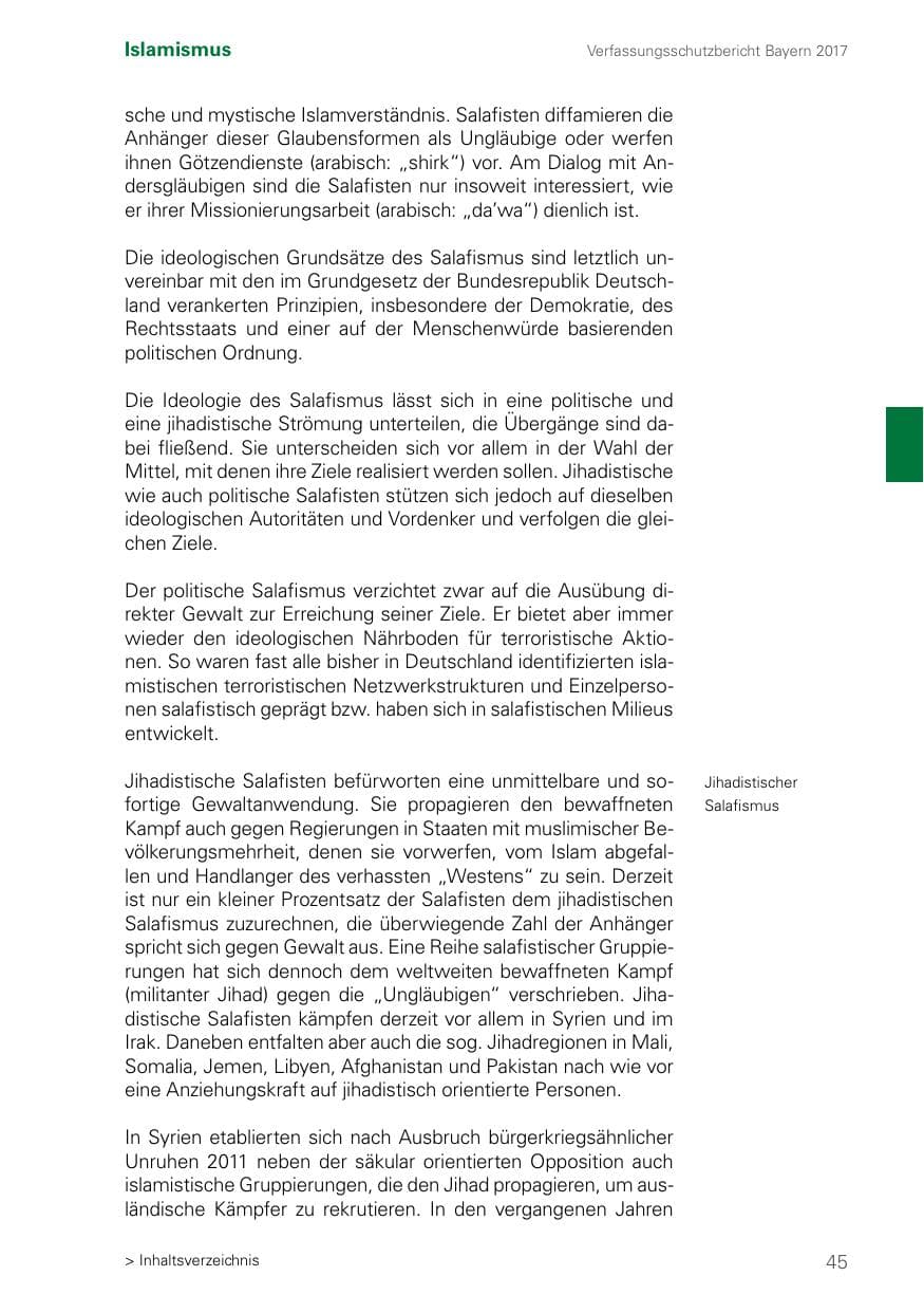 Seite 45 des Verfassungsschutzbericht 2017 Bayern