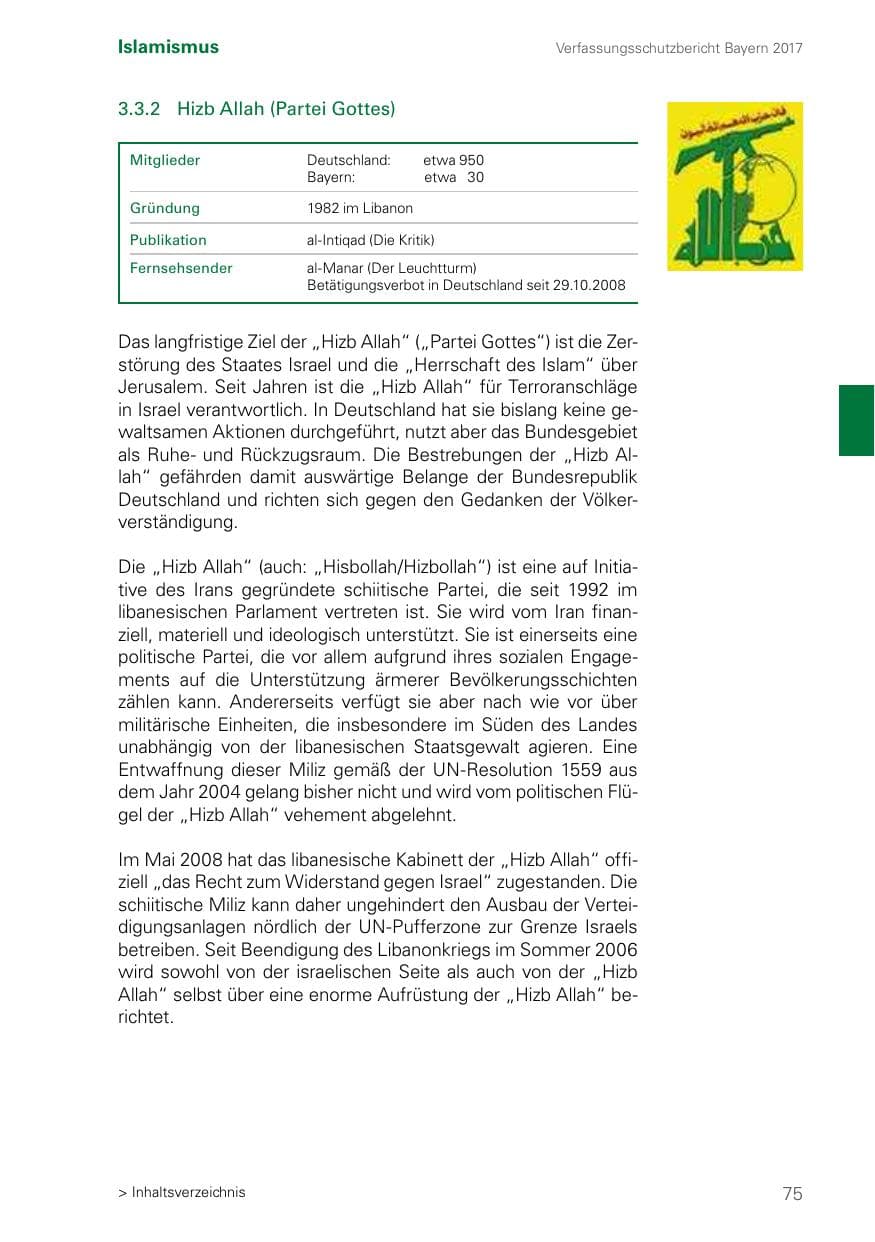Seite 75 des Verfassungsschutzbericht 2017 Bayern