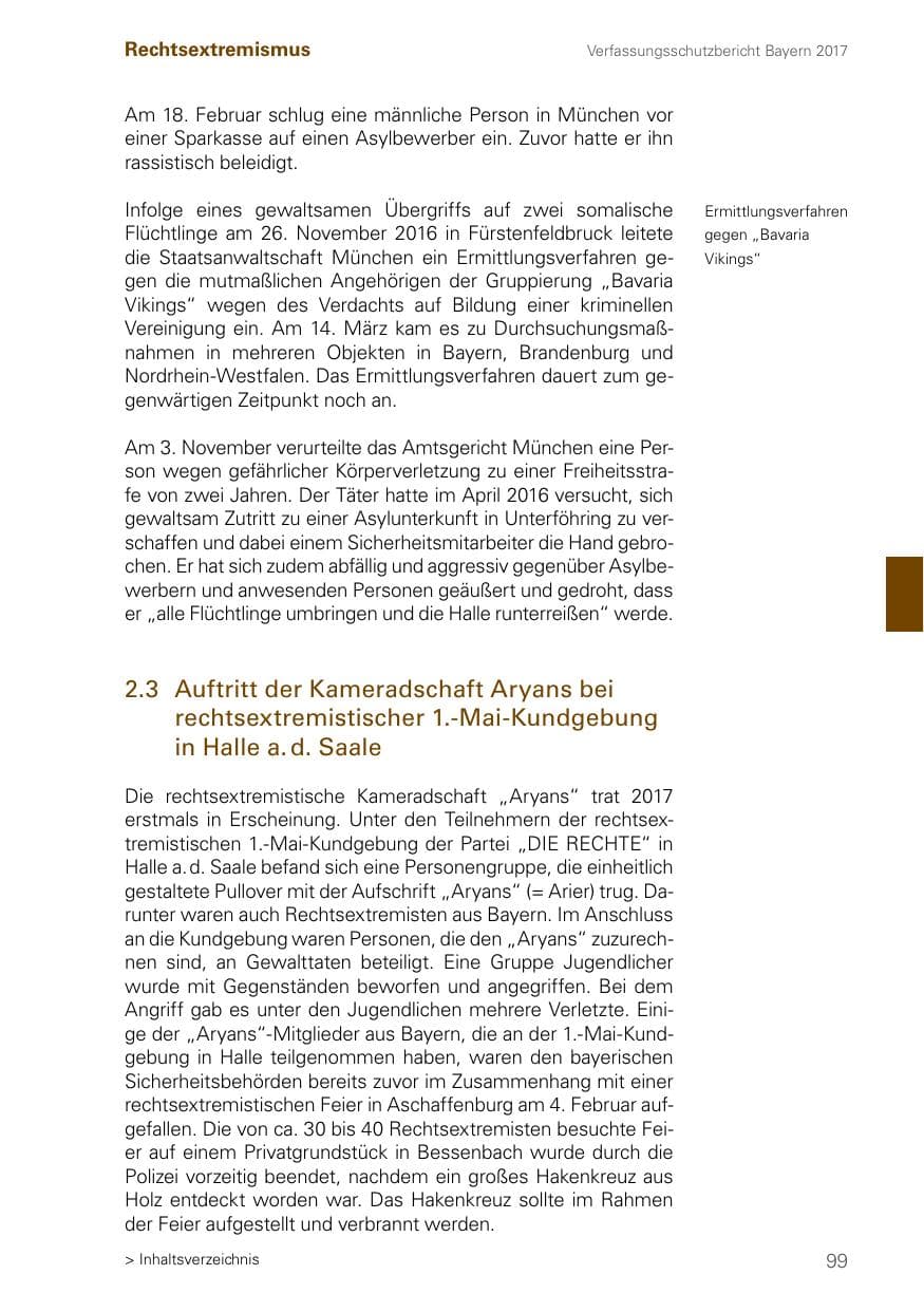 Seite 99 des Verfassungsschutzbericht 2017 Bayern