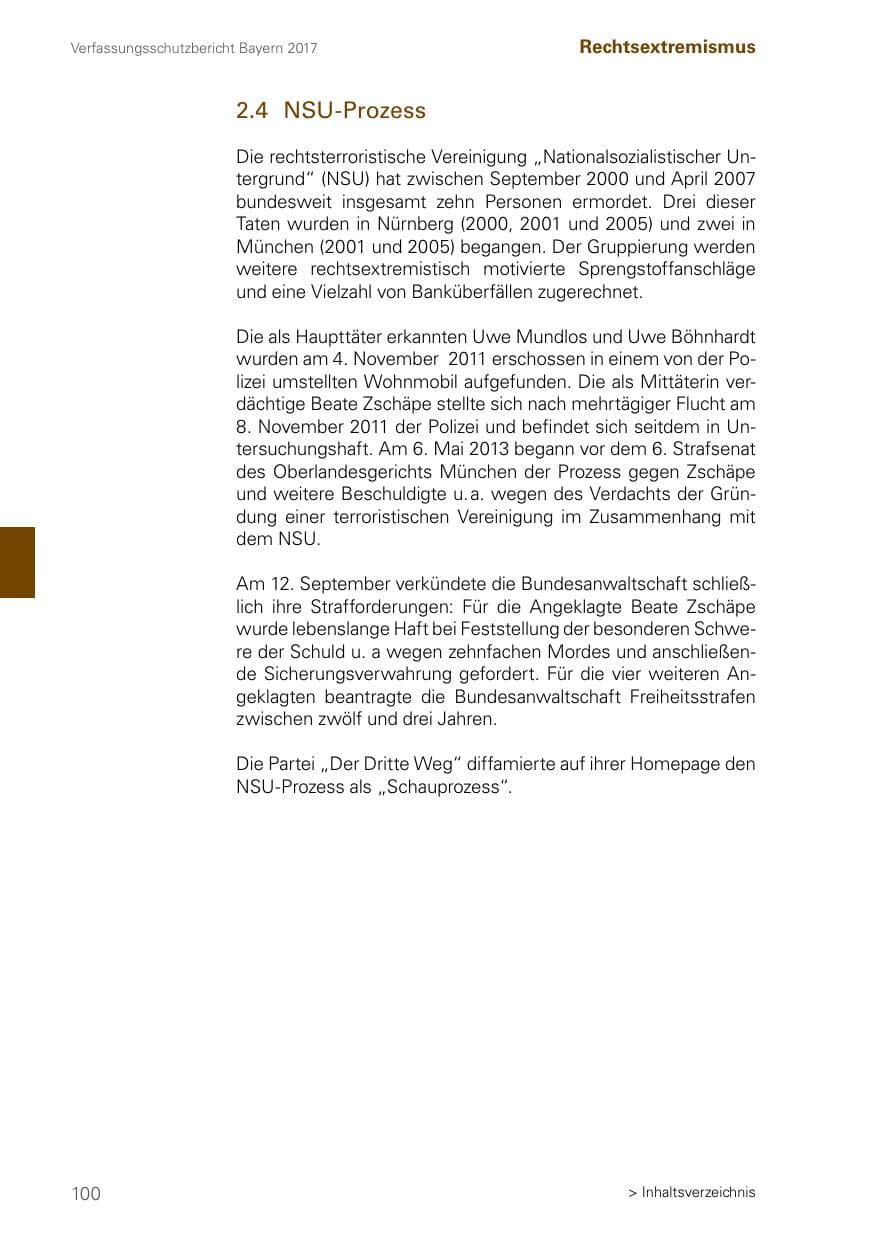 Seite 100 des Verfassungsschutzbericht 2017 Bayern