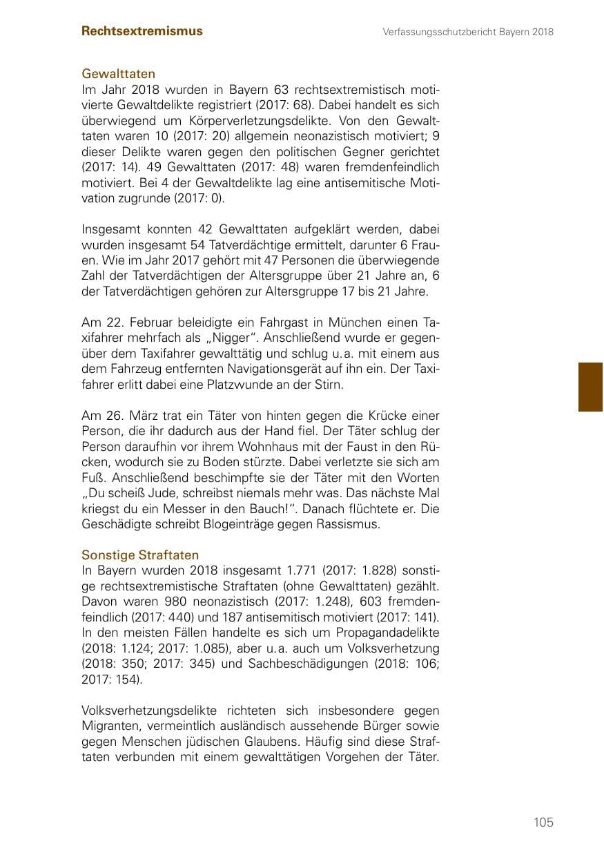 Seite 105 des Verfassungsschutzbericht 2018 Bayern