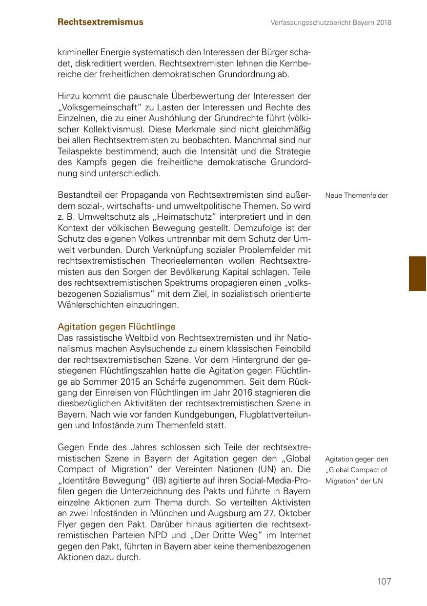 Seite 107 des Verfassungsschutzbericht 2018 Bayern