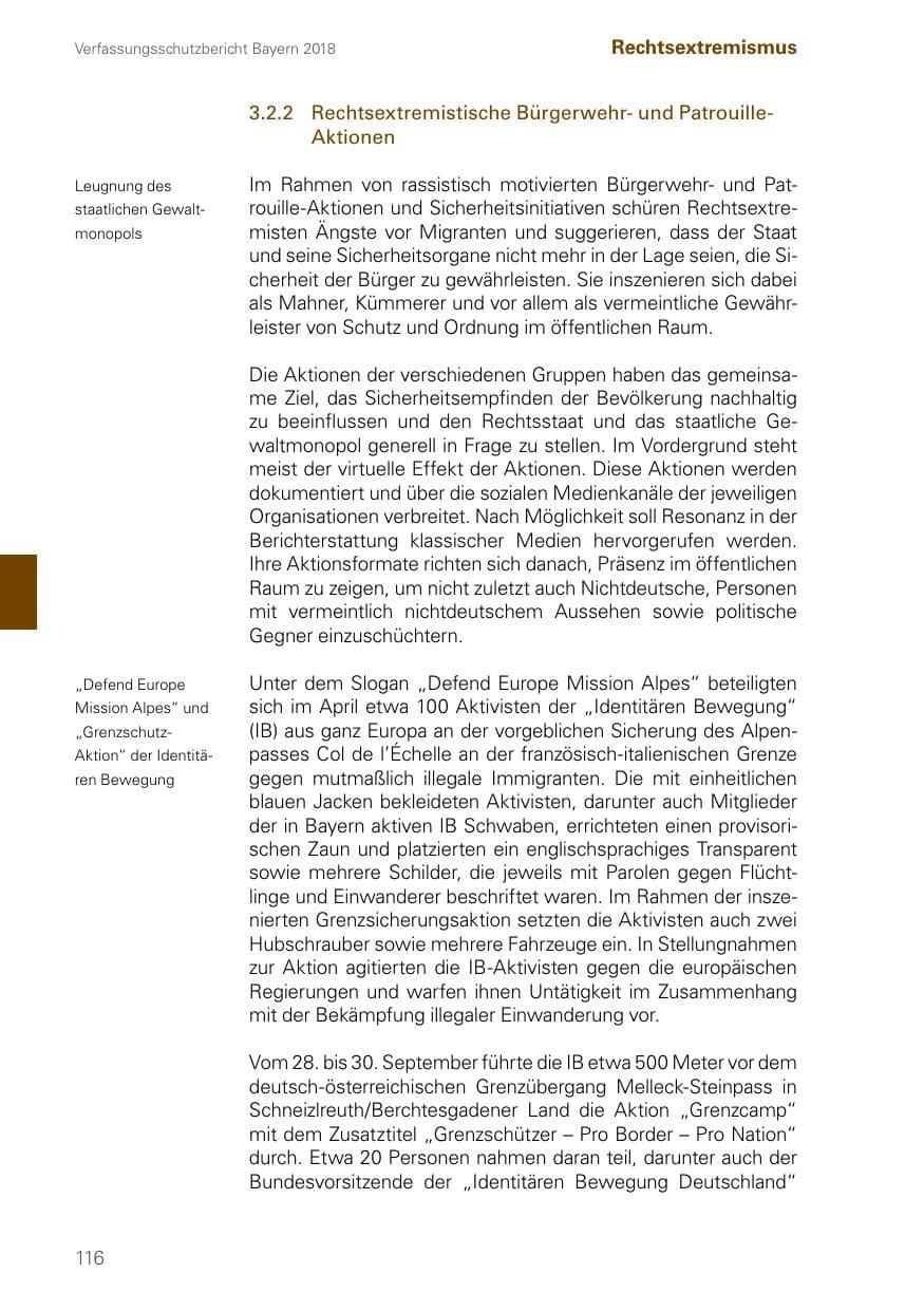 Seite 116 des Verfassungsschutzbericht 2018 Bayern