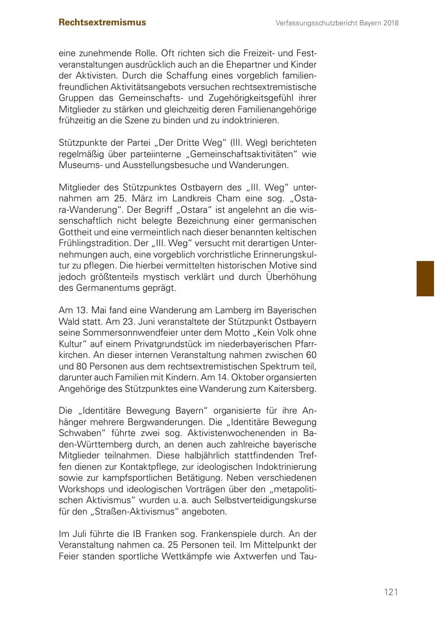 Seite 121 des Verfassungsschutzbericht 2018 Bayern