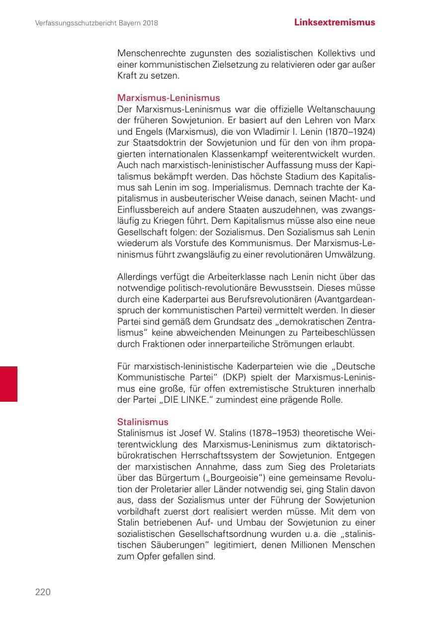 Seite 220 des Verfassungsschutzbericht 2018 Bayern