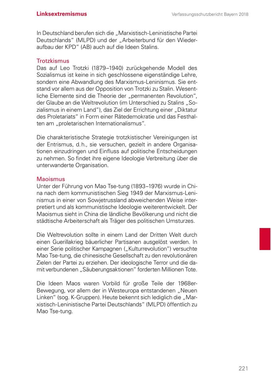 Seite 221 des Verfassungsschutzbericht 2018 Bayern