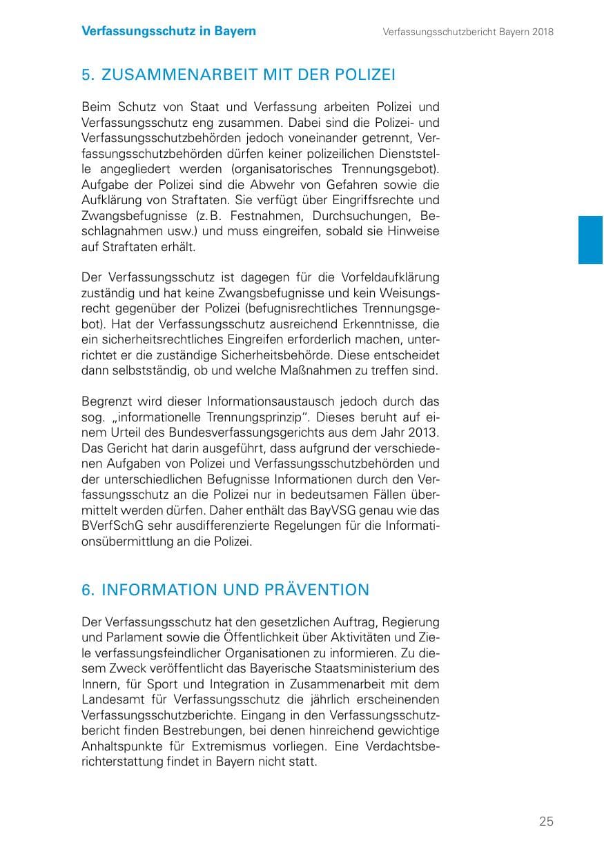 Seite 25 des Verfassungsschutzbericht 2018 Bayern