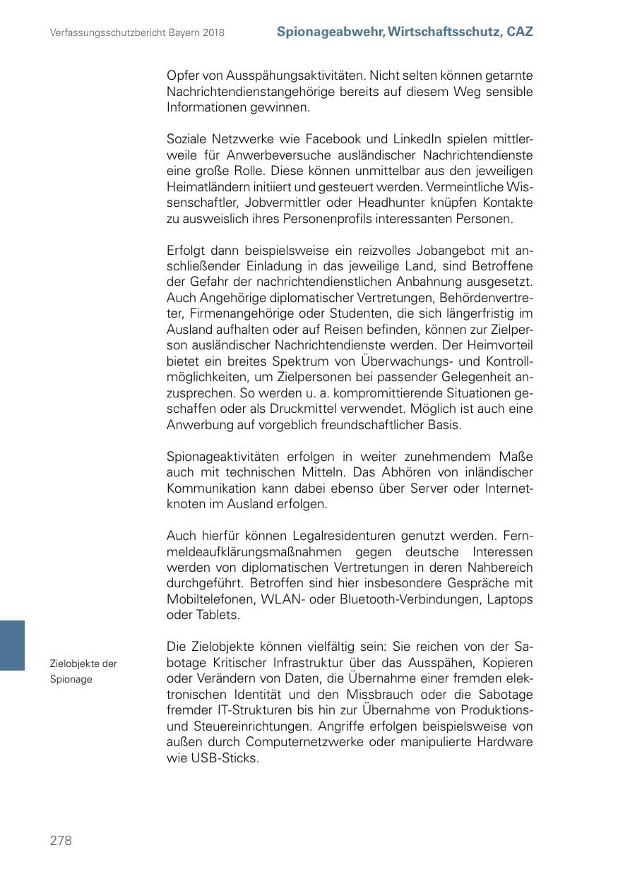 Seite 278 des Verfassungsschutzbericht 2018 Bayern