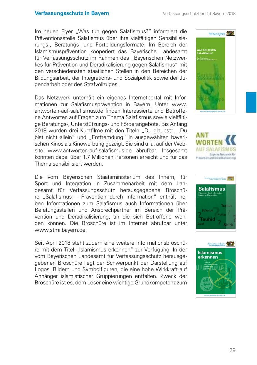 Seite 29 des Verfassungsschutzbericht 2018 Bayern