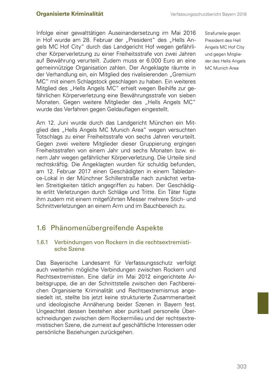 Seite 303 des Verfassungsschutzbericht 2018 Bayern